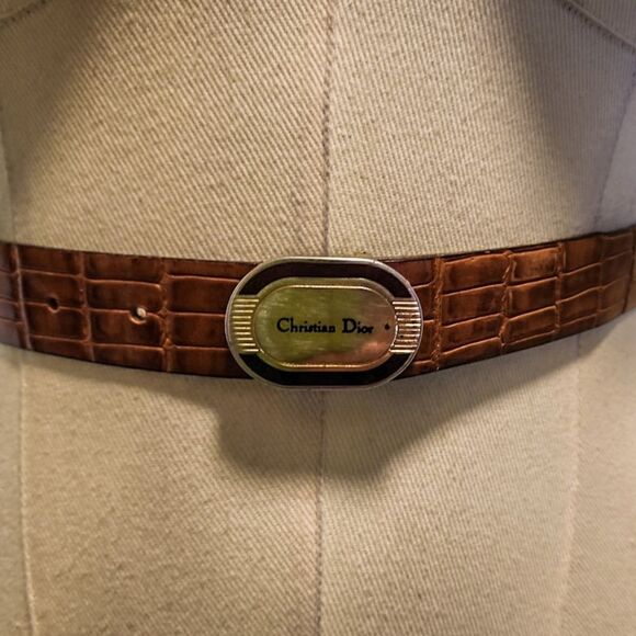 Vintage Dior Brown Leather Belt with Multi Color Alloy Buckle main image 7